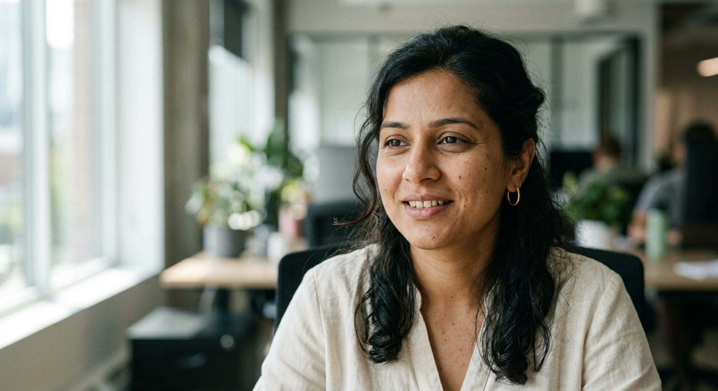 Portrait of Priya Nair, Head of Product at Sachaltech