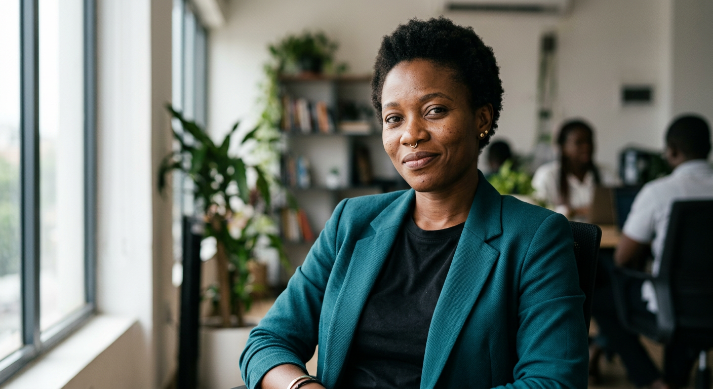 Portrait of Amara Okonkwo, Head of Growth at Sachaltech